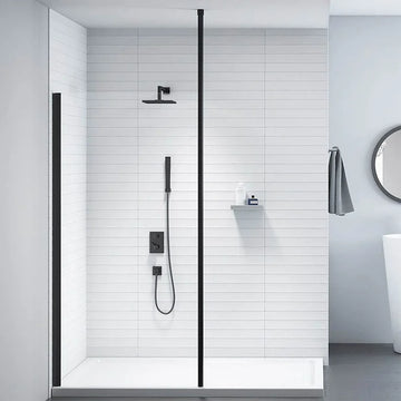 Merlyn Ionic shower screen with black floor-to-ceiling post