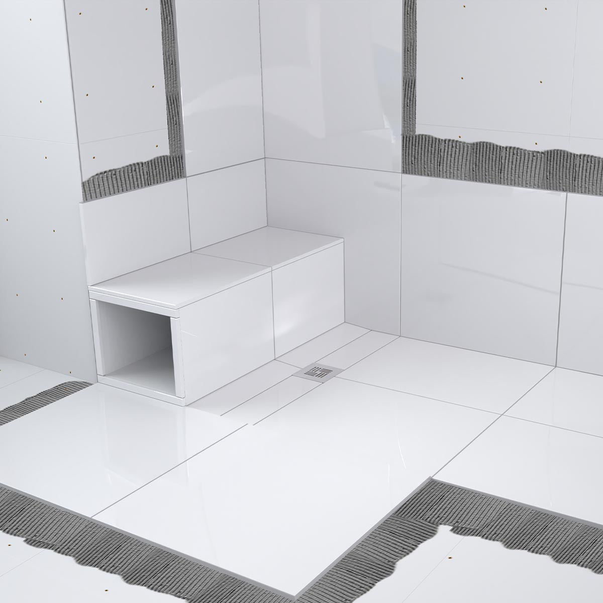 Kudos Aqua4ma Wall & Floor Panels with adhesive application, ensuring a fully waterproof and durable wet room installation.