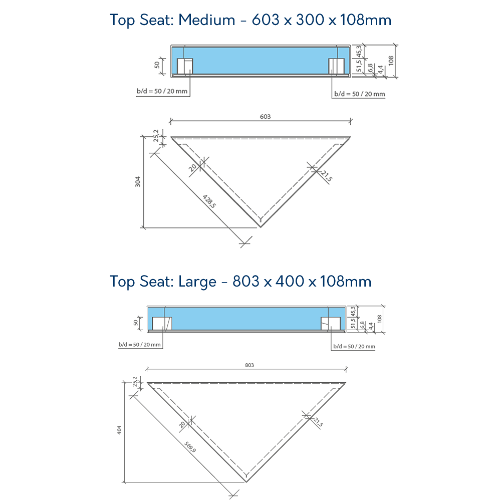 wedi Sanoasa Corner Top Seat - Pure White, Mineral Finish