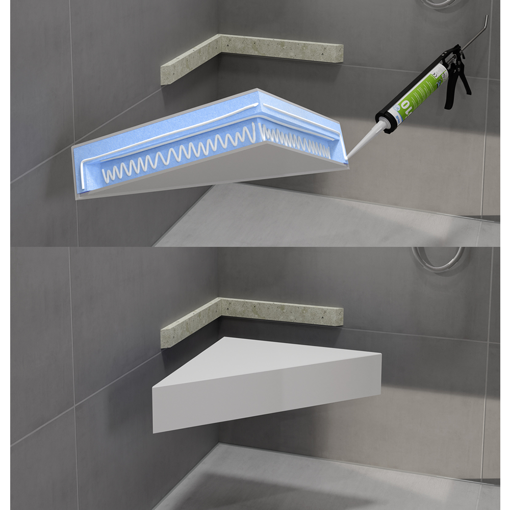 wedi Sanoasa Corner Top Seat - Pure White, Mineral Finish