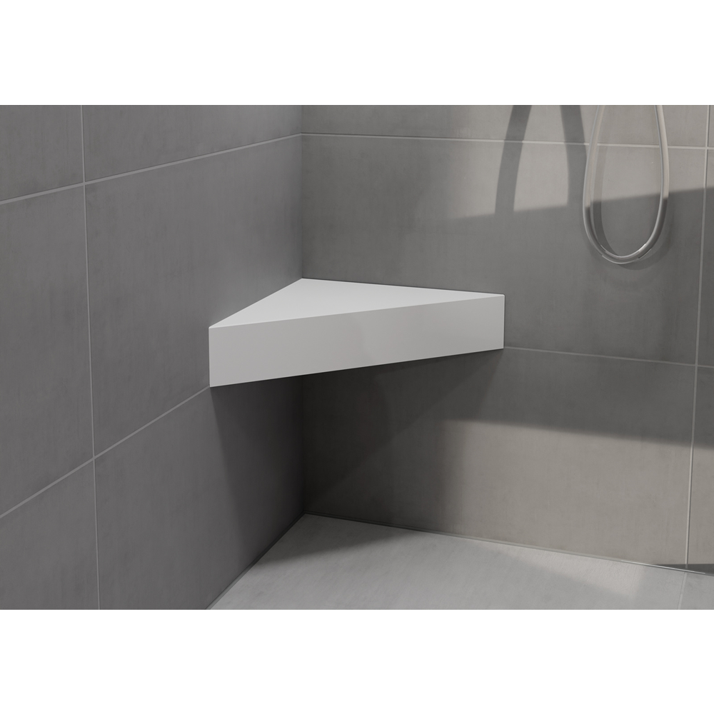 wedi Sanoasa Corner Top Seat - Pure White, Mineral Finish