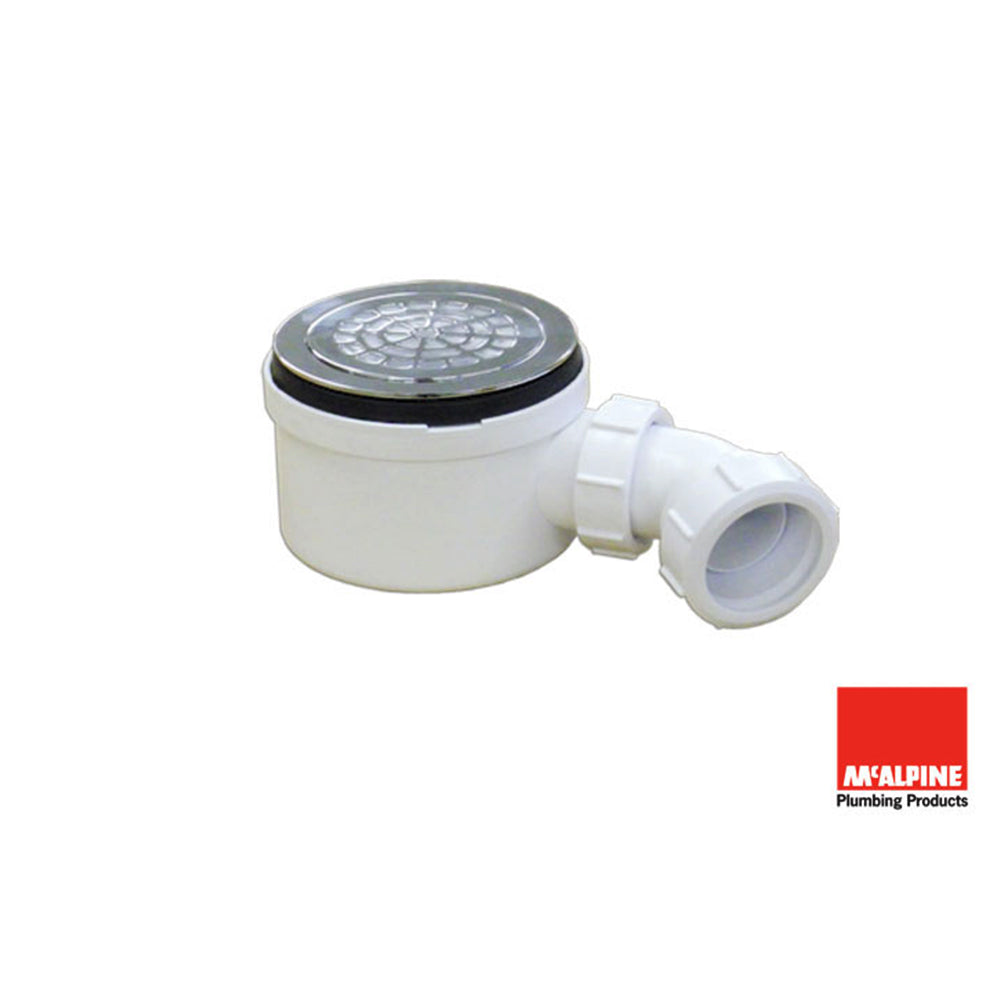 McAlpine plumbing waste trap compatible with Contour Eagle Two shower tray, ensuring efficient drainage for mobility shower installations.