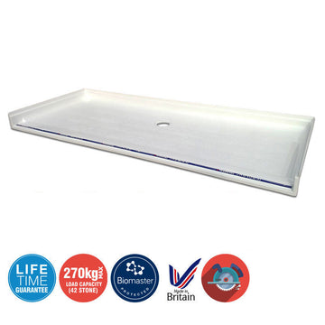 Contour Eagle Two - Bath Replacement Shower Tray 1850 x 745mm with central waste outlet, designed for disabled and mobility showering needs.
