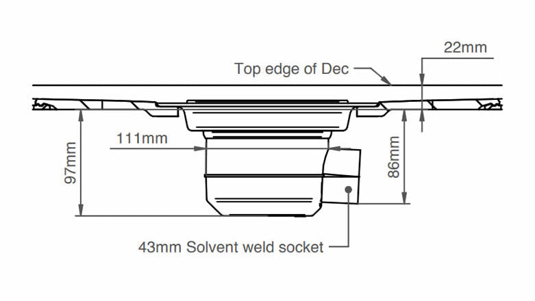 Standard Level Dec Drain - Dimenssions