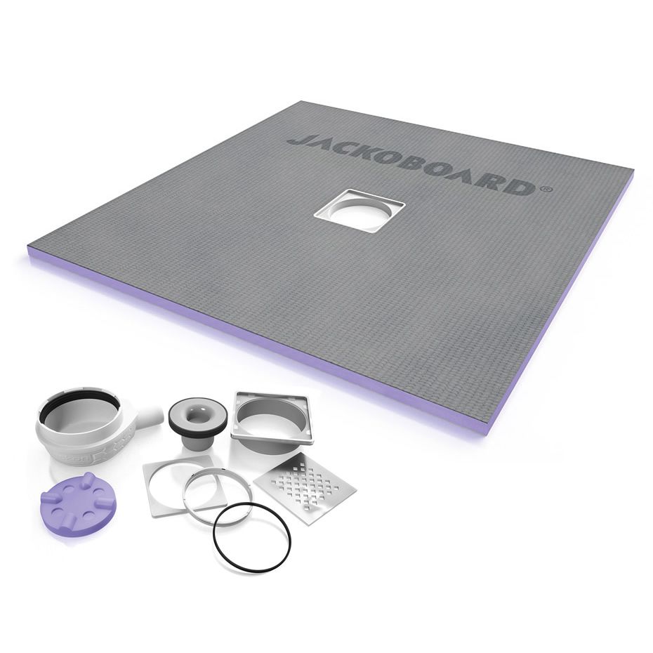 Jackoboard Aqua Flat Wet Room Shower Tray & Drain 1500 x 1500 x 25mm