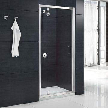 Merlyn MBOX Pivot Shower Door in modern bathroom