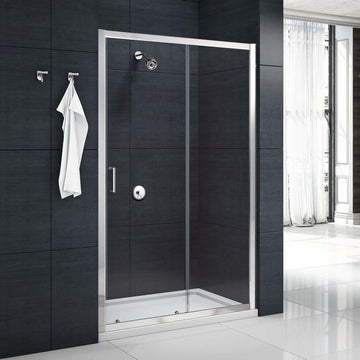 Merlyn MBOX sliding shower door in modern bathroom