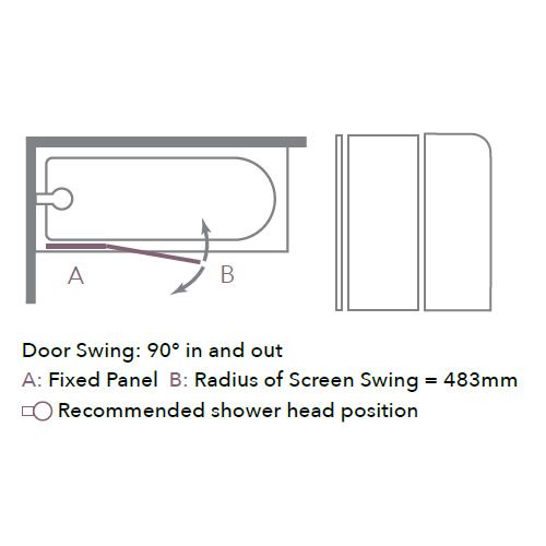 Merlyn 6mm 2 Panel Folding Curved Bath Screen - MB3A