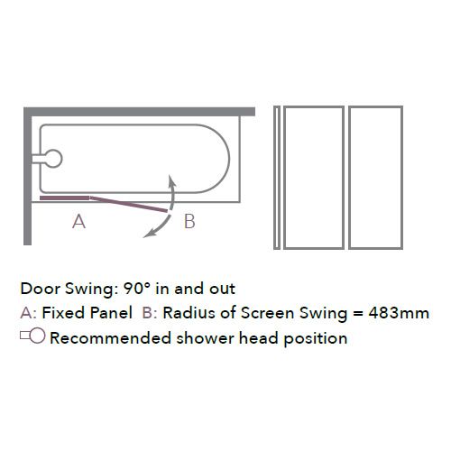 Merlyn 6mm 2 Panel Folding Square Bath Screen - MB3B