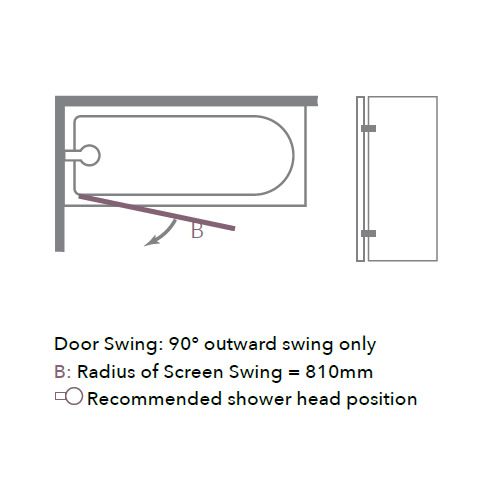 Merlyn 8mm Single Panel Hinged Square Bath Screen - MB6
