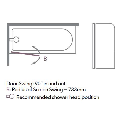 Merlyn 6mm Single Panel Hinged Curved Bath Screen - MB1
