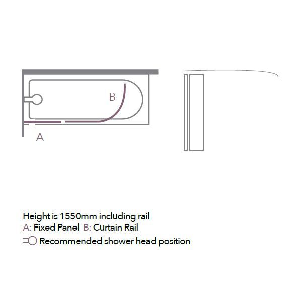 Merlyn 6mm Inline Panel Bath Screen & Curtain Rail - MB5