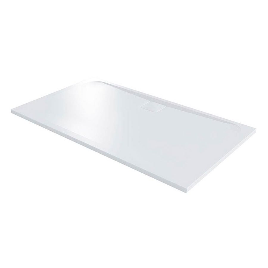 Merlyn Level25 shower tray with drain, 1300 x 900mm, angled view