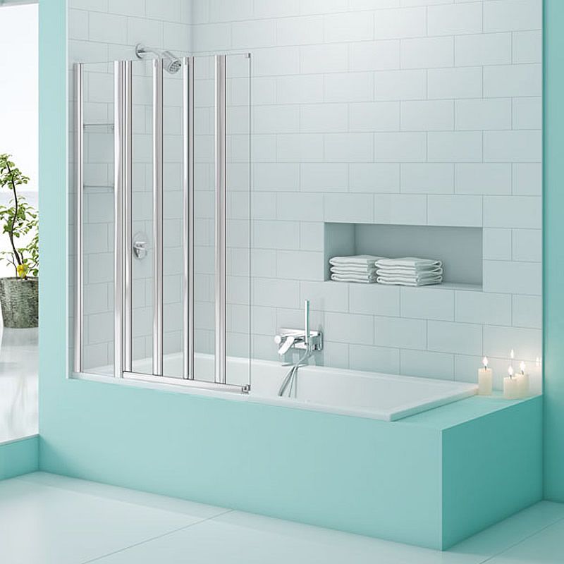 Merlyn SecureSeal 4 Fold Bath Screen in modern bathroom.
