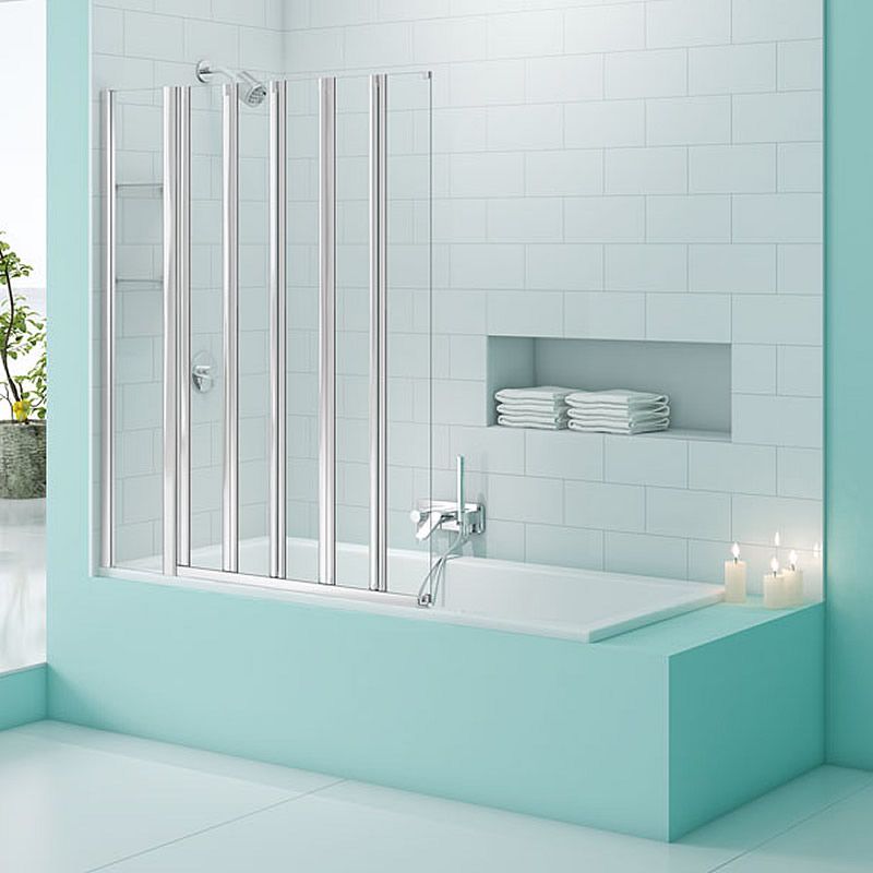 Merlyn SecureSeal 5 Fold Bath Screen with Fixed Panel