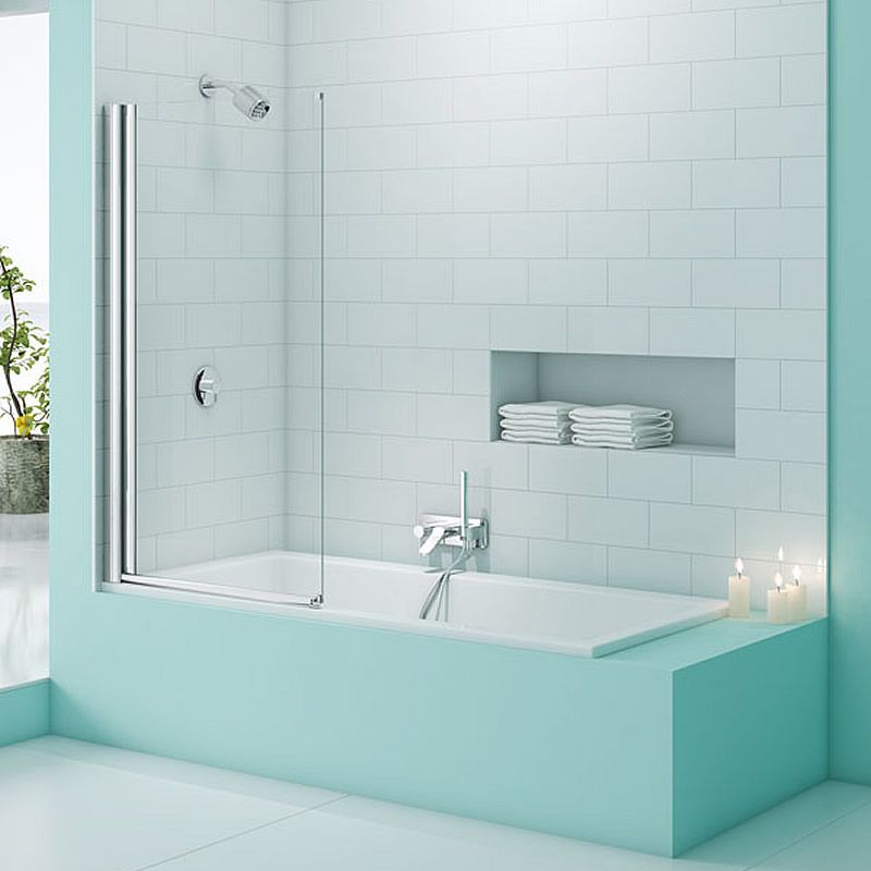 Merlyn SecureSeal single panel bath screen in modern bathroom