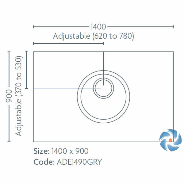 Impey Aqua Dec Easy Fit wet room shower tray 1400 x 900 x 22mm with central drain and high-strength design for tiled floor installations.
