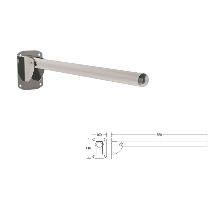 Stainless steel hinged arm support for bathroom safety