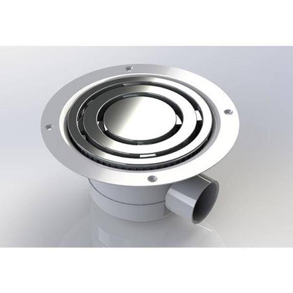 Chrome plated vinyl floor drain gully with horizontal outlet