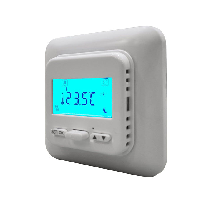 SunStone PSTAT+ Underfloor Heating Thermostat with digital display and programmable settings for precise temperature control. Ideal for efficient underfloor heating management.