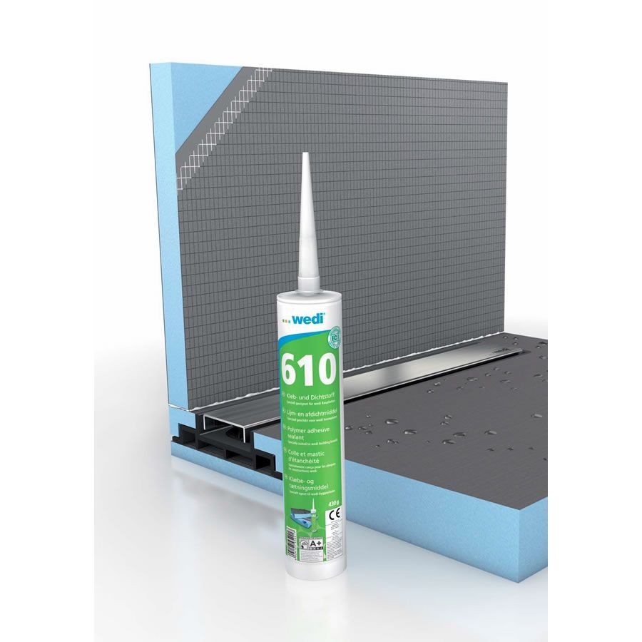 Wedi 610 Adhesive Sealant with waterproofing panel