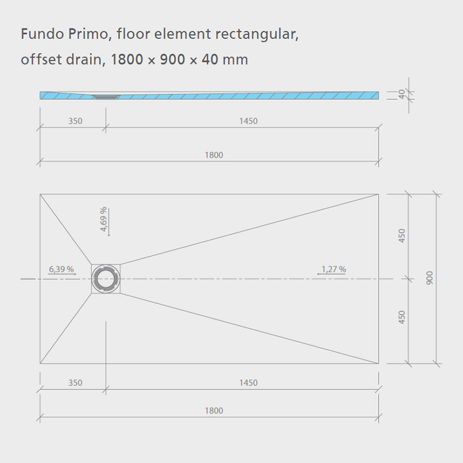 wedi Fundo Primo Wet Room Shower Tray - OFFSET