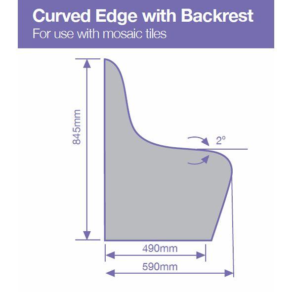 Diagram of curved edge bench seat with dimensions