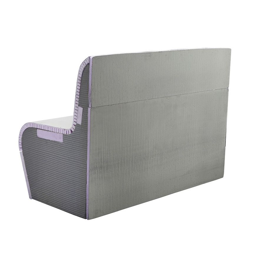 Back view of tileable bench seat with curved edge