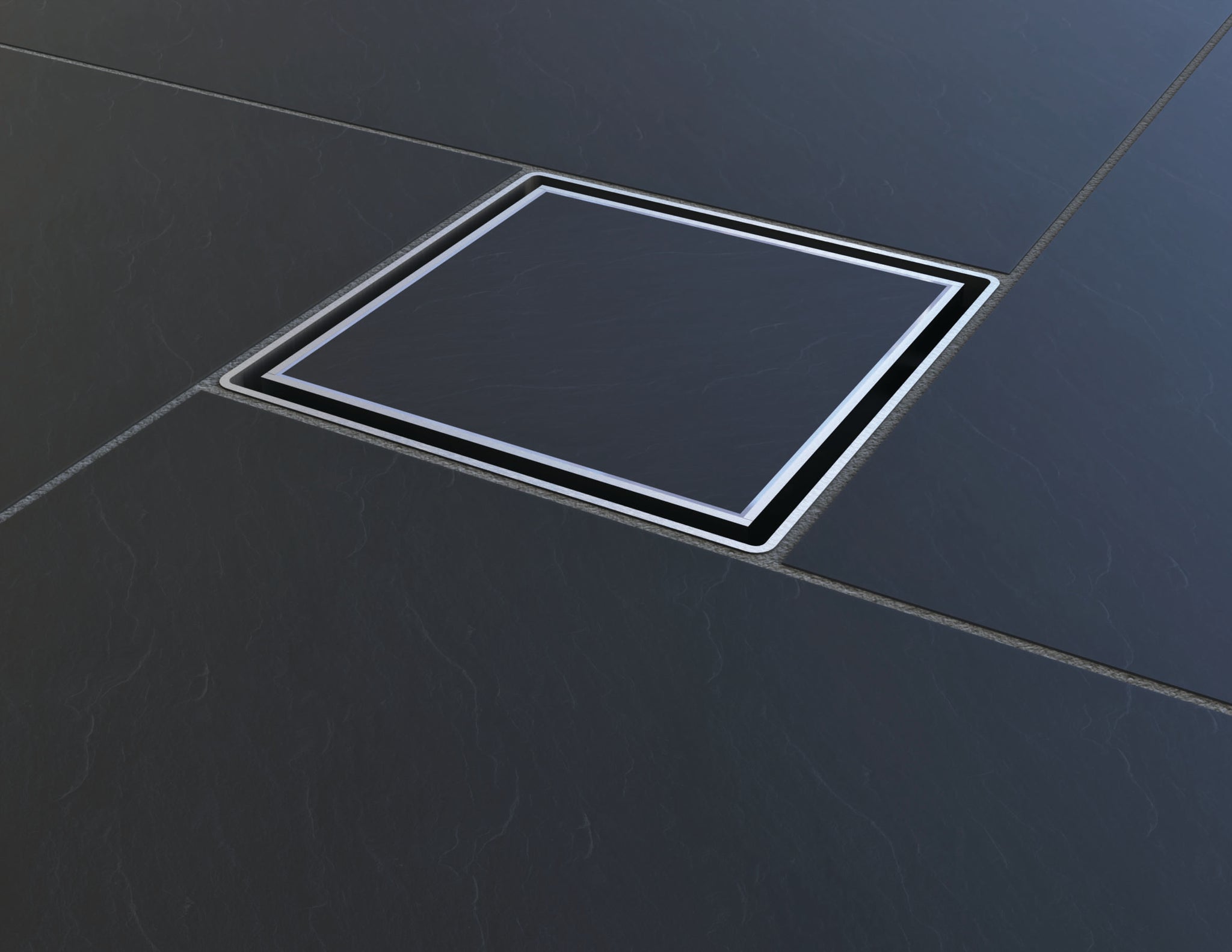 Tiled Waste Insert for Impey Aqua Dec in sleek black finish.