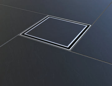 Tiled Waste Insert for Impey Aqua Dec in sleek black finish.