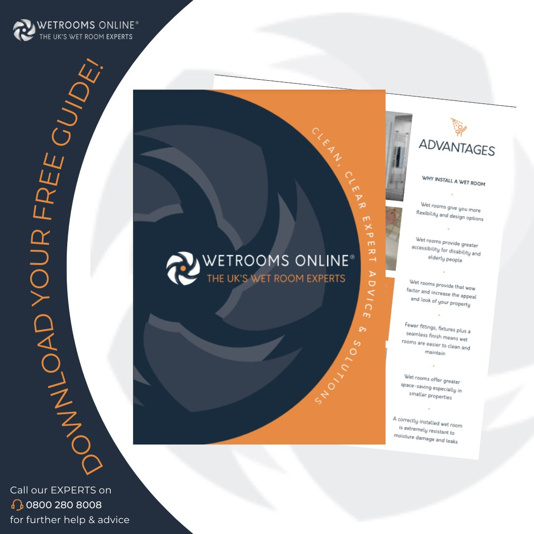 Wetrooms Online new website launch guide promotion.
