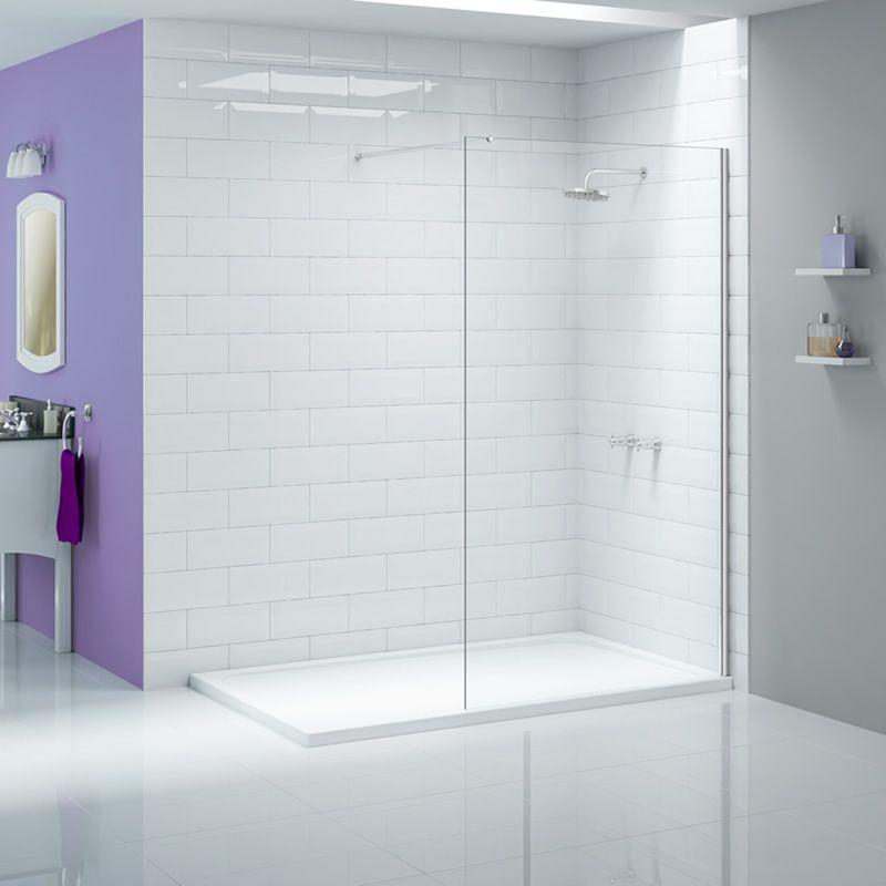 Modern bathroom with Merlyn Ionic 8mm wet room shower screen.