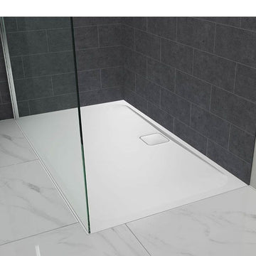 Sleek Merlyn Level 25 shower tray in modern bathroom setting.