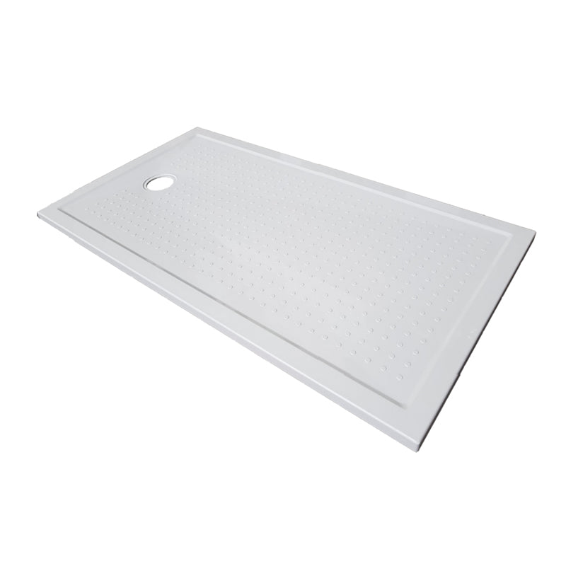 Rectangular low profile shower tray with textured surface.