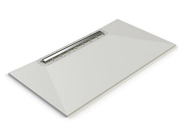 Impey wet room shower tray with sleek linear drain design.