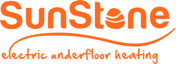 SunStone logo for electric underfloor heating in orange text.
