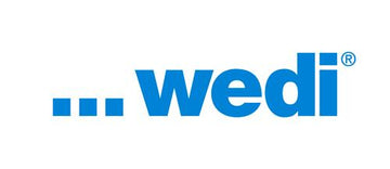 wedi logo with colorful squares and blue text.