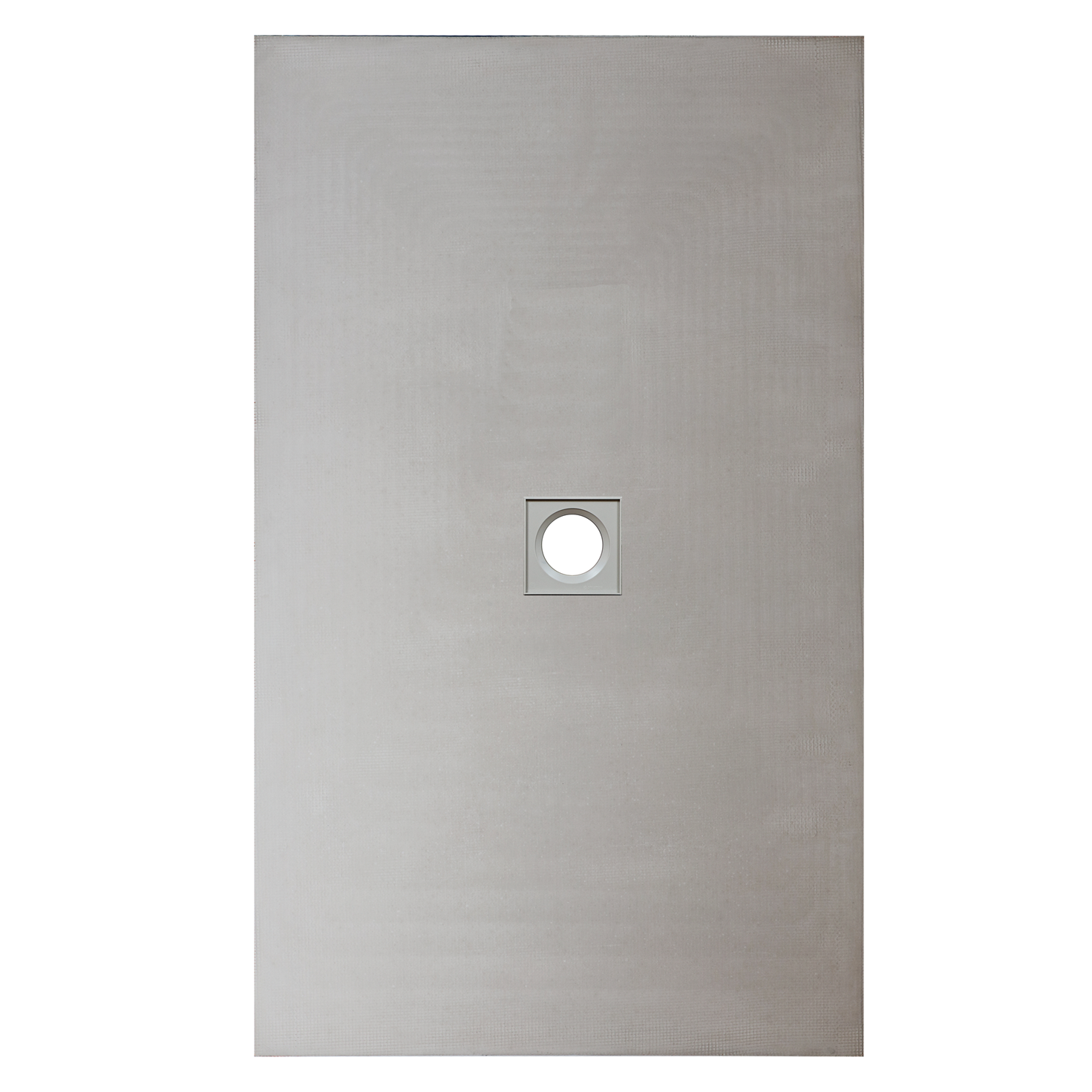 Rectangular wetroom shower tray with central drain.