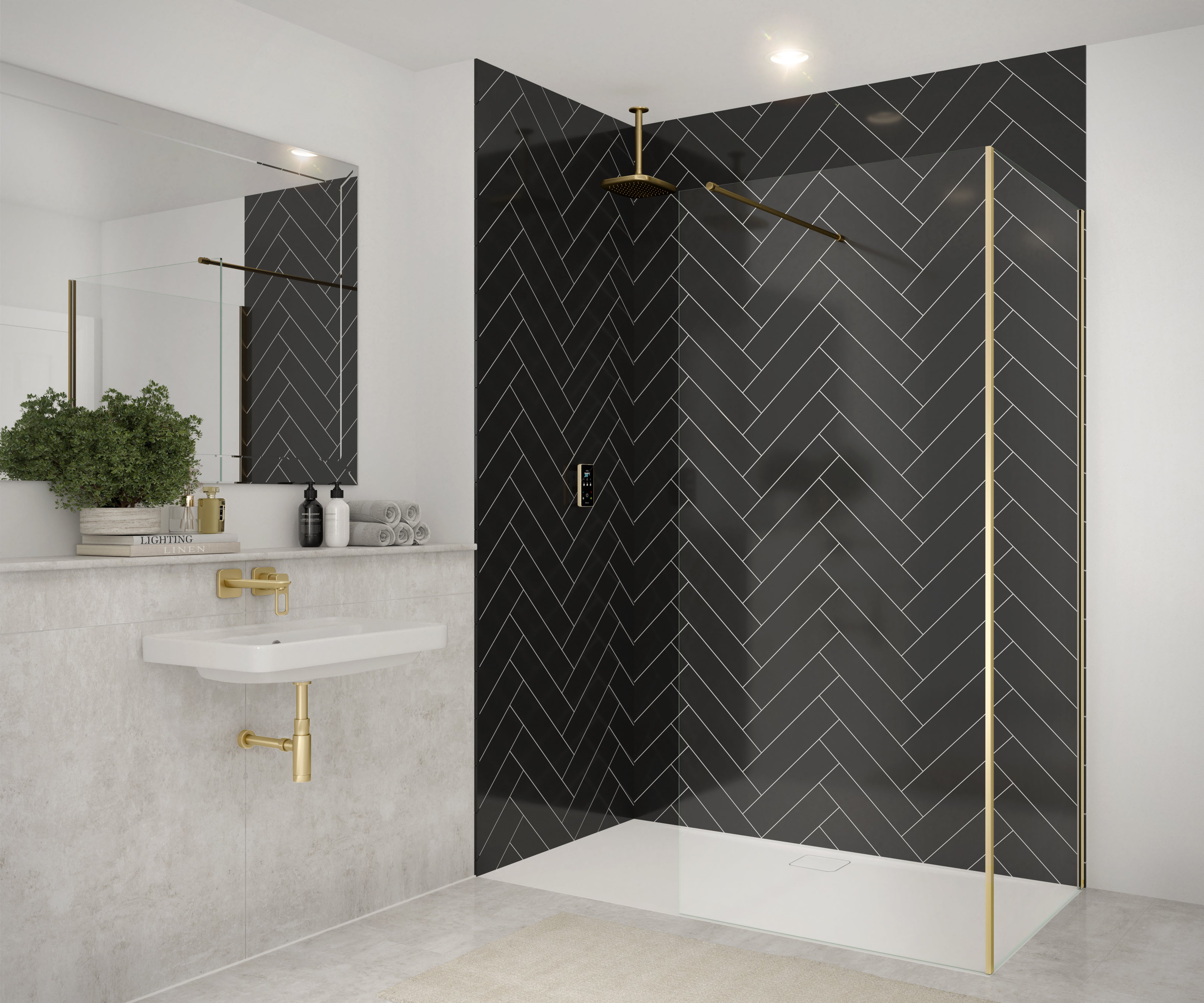 Merlyn Ionic shower screen in modern bathroom setting
