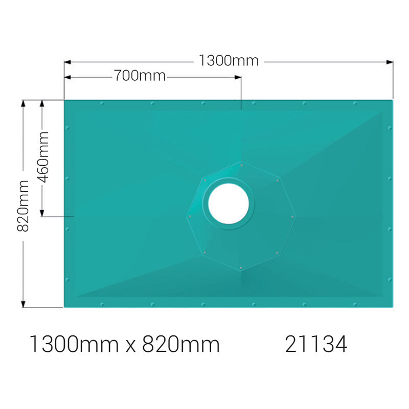 AKW Tuff Form8 wet room shower tray with rotating octagonal waste plate for flexible installation. Lightweight yet strong, suitable for vinyl or tiled flooring.