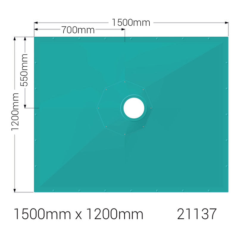 AKW Tuff Form8 wet room shower tray with octagonal waste plate, designed for wheelchair accessibility and vinyl or tiled flooring compatibility.