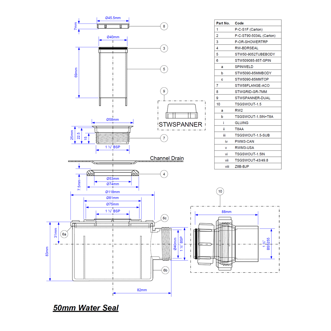 Additional Drain Outlet For WetBase Linear Wet Room Tray