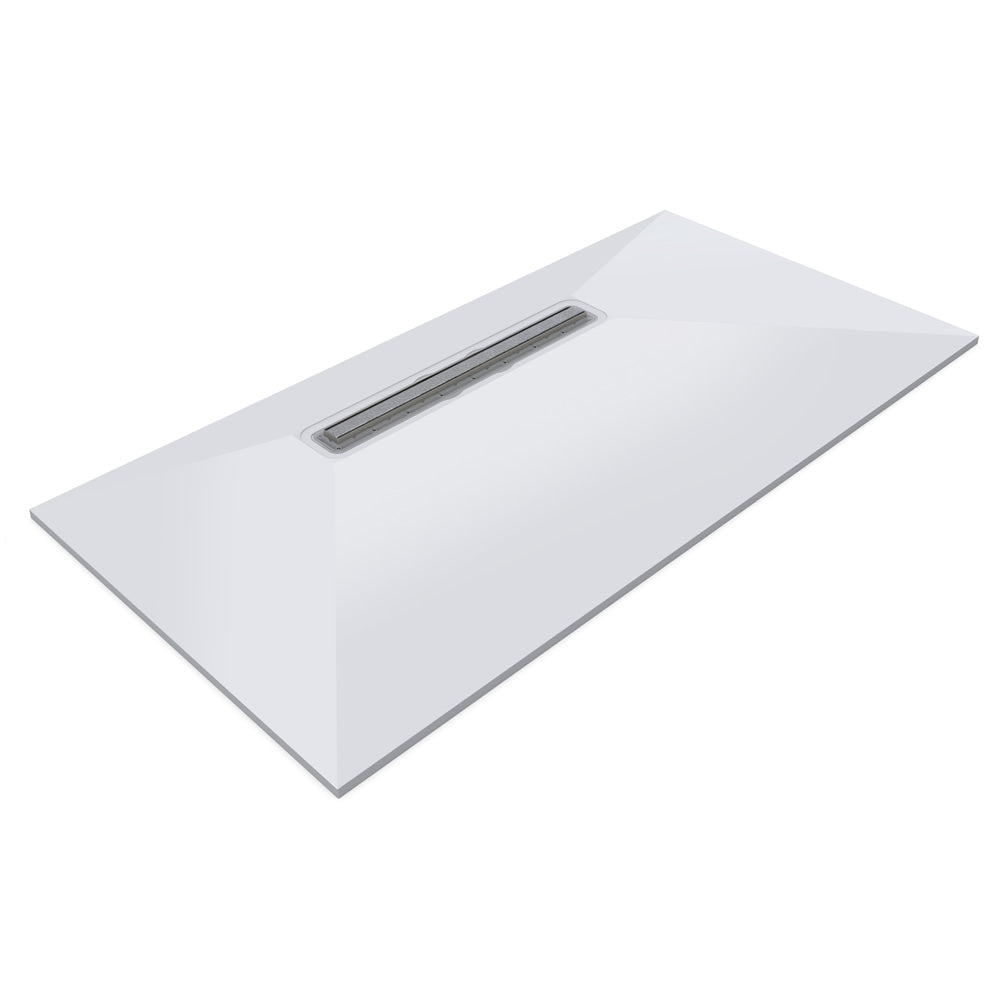 Impey Aqua Dec Linear 4 wet room tray, 2000 x 1000 x 22mm, with a linear drain and four-way gradient for level access wetroom flooring.