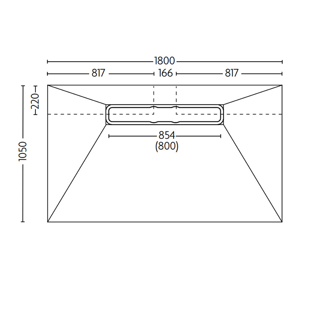 Impey Aqua Dec Linear 4 Wet Room Tray & Drain - 1800 x 1050 x 22mm