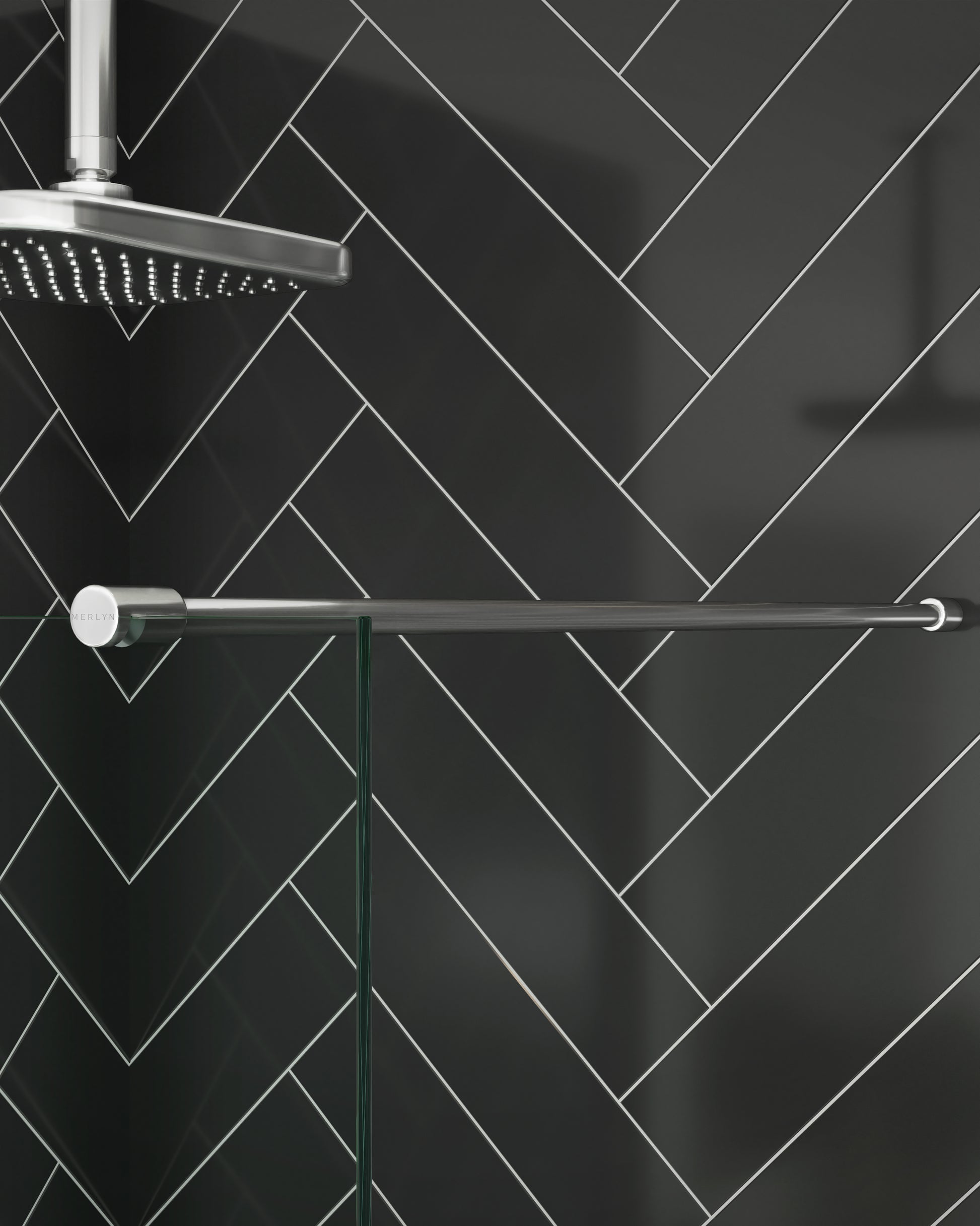 Merlyn Ionic shower screen with standard chrome stabilising bar