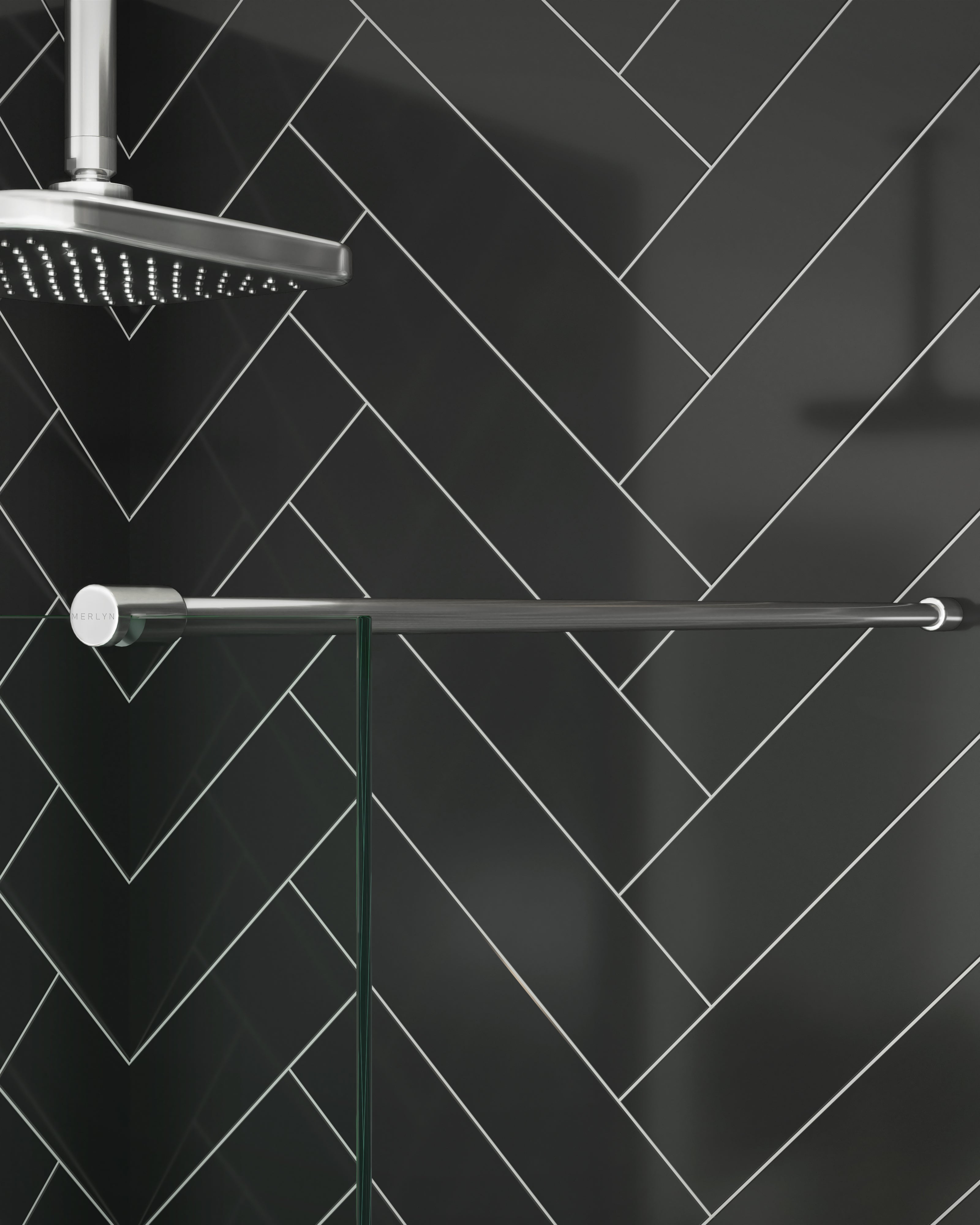 Merlyn Ionic shower screen with standard chrome stabilising bar