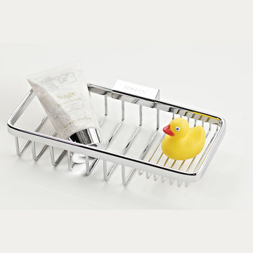 Roman Stepped Soap Basket for Shower in polished chrome finish, designed to hold soap and toiletries. Features a sleek, durable design with a 10-year guarantee.