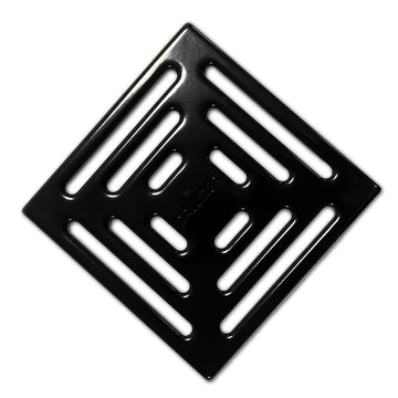 Gloss black shower drain grill cover for DALLMER fast flow drain. Square replacement drain cover measuring 140mm x 140mm, designed for wet room trays.
