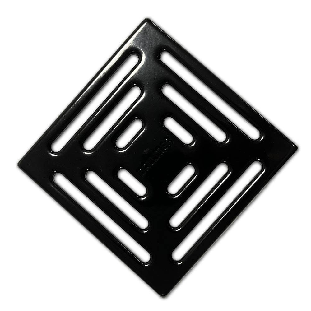 Black drain cover with linear slots for WetBase.