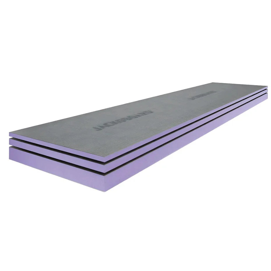 Full pallet of JACKOBOARD Plano Construction Boards 1200x600x12mm, shrink-wrapped on a wooden pallet. Water-resistant tile backer boards for tiling, rendering, or plastering.